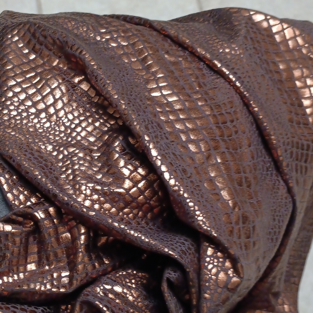 Fashion Nova Very Shiny Metallic Brown Copper Bodycn Midi Dress In 2x - Picture 3 of 3